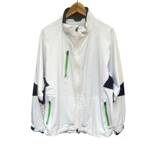 Zero Restriction Mens White Full Zip Lightweight Golf Jacket Size M